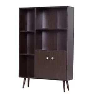 Homcom Bookcase Brown with Pine Wood Legs Walnut