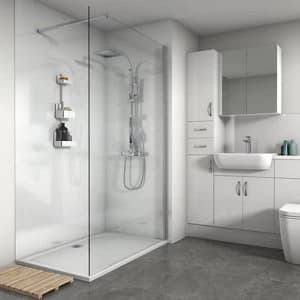 Splashwall Gloss Metallic white 3 sided Shower Panel kit (L)1200mm (W)1200mm (T)4mm