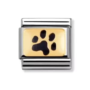 Nomination Classic Gold & Enamel Black Paw Print Charm