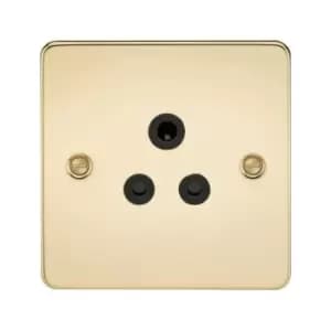 Flat Plate 5A unswitched socket - polished brass with Black insert - Knightsbridge