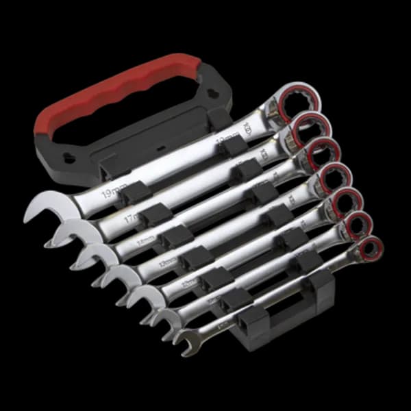 Genuine SEALEY AK63817 Reversible Ratchet Combination Spanner Set 7pc Metric