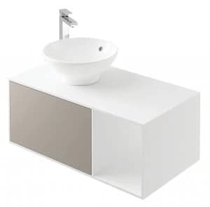 Wickes Eli White Matt and Stone Grey Wall Hung Wall Unit - 900 mm