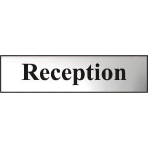 ASEC Reception 200mm x 50mm Chrome Self Adhesive Sign