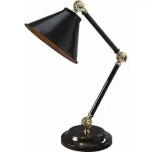 Table Lamp Black & Highly Polished Brass Finish LED E27 60W Bulb d02098