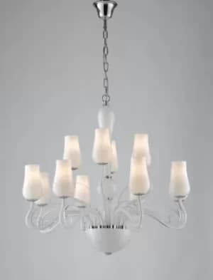 ANGEL 12 Light Chandeliers with Shades White 80x70cm
