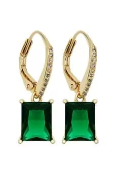 Gold Plated And Emerald Open Stone Earrings