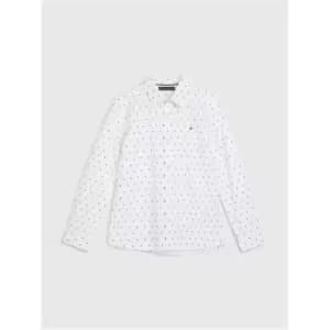 Tommy Hilfiger Mini Print Stretch Oxford Shirt - White