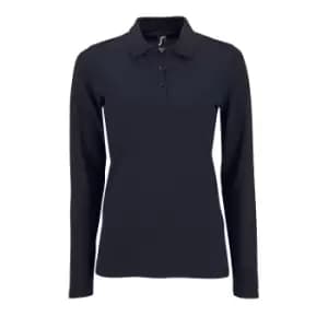 SOLS Womens/Ladies Perfect Long Sleeve Pique Polo Shirt (L) (French Navy)