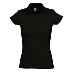 SOLS Womens/Ladies Prescott Short Sleeve Jersey Polo Shirt (L) (Deep Black)