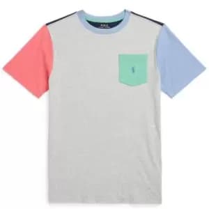 Polo Ralph Lauren Junior Colour Block Patch T-Shirt - Grey
