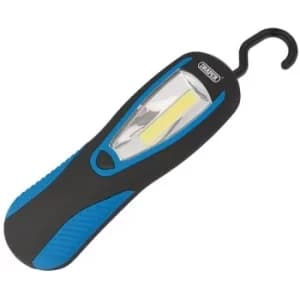 Draper COB LED Work Light with Magnetic Back and Hanging Hook, 3W, 200 Lumens, Blue, 3 x AA Batteries Supplied