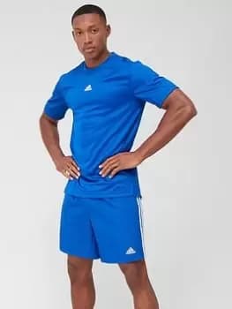 adidas Train HIIT 3 Stripe Centre Badge Of Sport T-Shirt - Blue Size 2XL, Men