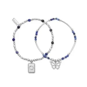 ChloBo Silver New Beginnings Sodalite Bracelet Set
