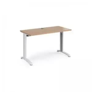 TR10 straight desk 1200mm x 600mm - white frame and beech top