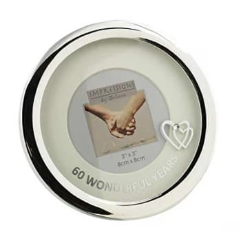 3" x 3" - Silver Plated Round Photo Frame - 60th Anniversary