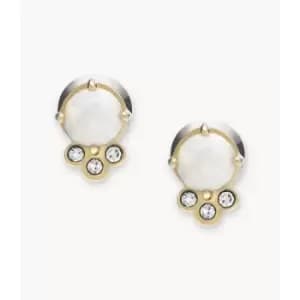 Fossil Womens Val Celestial White Opal Stud Earring - Gold