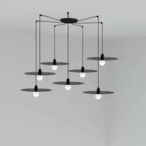 Flat pendant light 7 steel bulbs