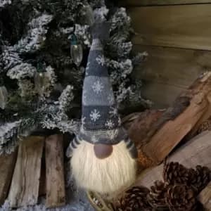 30cm Grey Christmas Light Up Gnome Gonk Nordic Decoration Sitting Splat Gonk