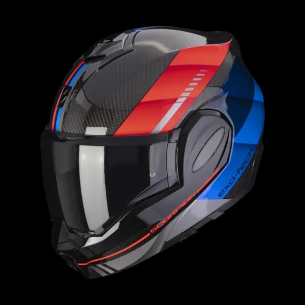 Scorpion Exo-Tech Evo Carbon Genus Black-Blue-Red Modular Helmet 2XL