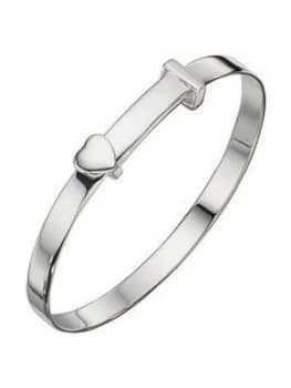 The Love Silver Collection STERLING SILVER CHILDRENS HEART CHRISTENING BANGLE, One Colour