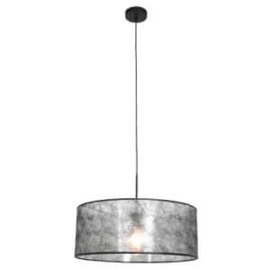 Sparkled Light Cylindrical Pendant Ceiling Light Matt Black, Grey Shade