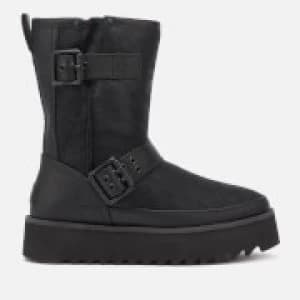 UGG Womens Classic Rebel Biker Short Boots - Black - UK 7