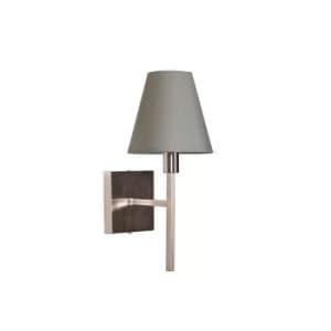 Lucerne 1 Light Wall Light, Brushed Nickel with Grey Shade