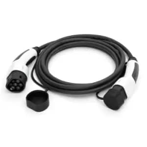 Platinet EV Charging Type2 Cable 11kW Cable 5m Single or Three Phase power supply Suitable for all Electric Vehicles Connector White/Black Cable