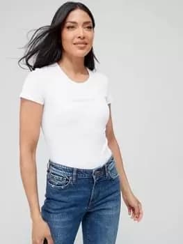 Emporio Armani Bodywear Diamante Detail Lounge T Shirt, White, Size L, Women