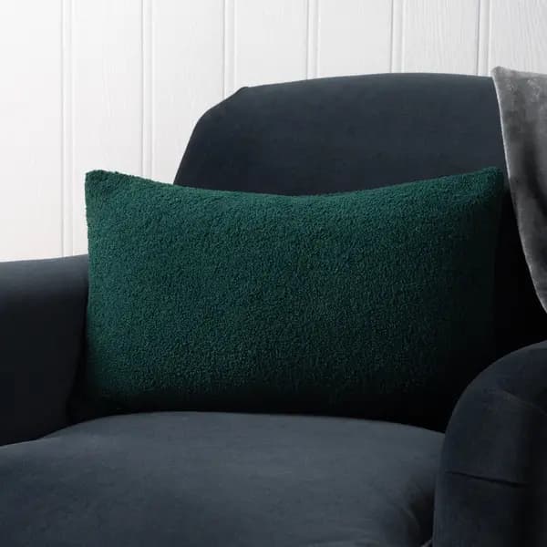Malham Fleece Rectangular Cushion Emerald, Emerald / 30 x 50cm / Polyester Filled