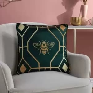 Furn. Bee Deco Polyester Filled Cushion Emerald