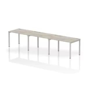 Impulse Bench Single Row 3 Person 1200 Silver Frame Office Bench Desk Grey Oak