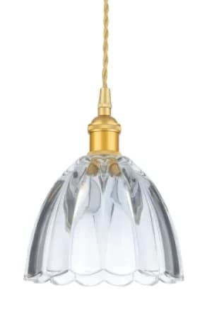 Wilshire Dome Pendant Light Satin Gold with Decorative Glass