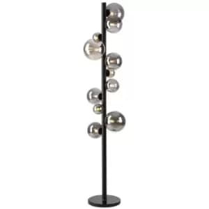 Luminosa Marshall Floor Lamp, 11 Light G9, Satin Black, Smoke Plated Glass