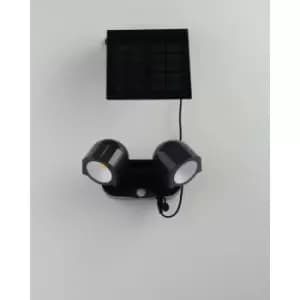 Fan Europe SHIVA Outdoor LED 2 Light Spotlight with Sensor & Solar Panel Anthracite, IP54 230lm 4000K 16x7.2x10.9cm