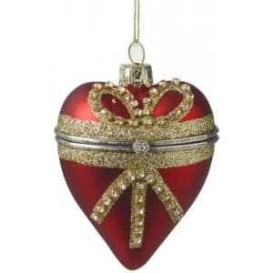 Hanging Gold And Red Trinket Heart 10cm