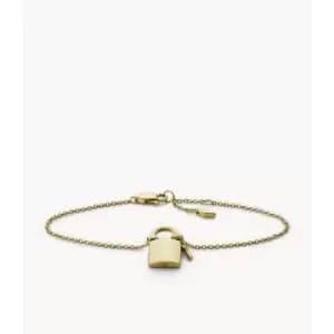 Fossil Womens Lane Gold-Tone Stainless Steel Station Bracelet - Gold