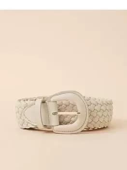 Accessorize Plaited Belt, Cream Size M Women