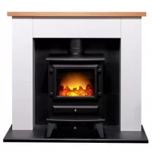 Adam Chester in White with Hudson Electric Stove in Black