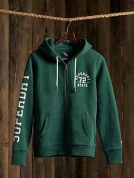 Superdry Track & Field Classic Zip Hoodie, Green, Size 6, Women