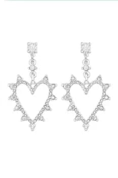 Silver Forward Facing Heart Drop Earrings