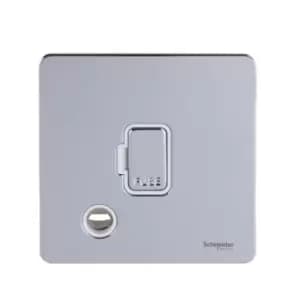 Schneider USFP 13A Unswitched Fused Spur & Flex Outlet White Insert Polished Chrome - GU5403WPC