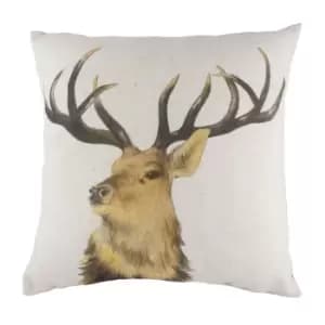 Rural Stag Cushion White