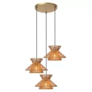 Lucide Tasman 3 Light Cluster Ceiling Pendant - Natural