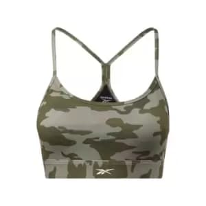 Reebok Lux Skinny Strap Camo Print Sports Bra Womens - Green