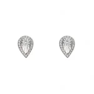 White Gold Diamond Cut Teardrop Stud Earrings GE2436