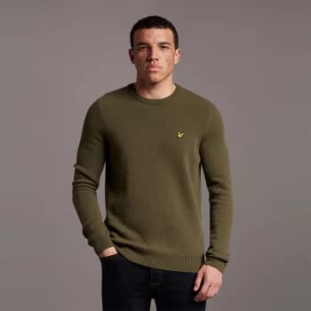 Mens Crew Neck Lambswool Blend Jumper - Olive - M