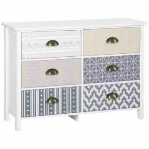 HOMCOM Wide Storage Cabinet Chest Of Drawers 6-drawer Dresser With Metal Handles