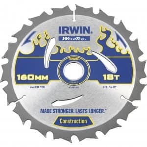 Irwin Weldtec Construction Saw Blade 160mm 18T 20mm