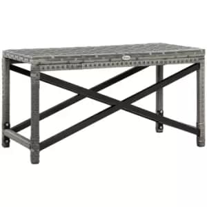 Outsunny PE Wicker Outdoor Coffee Table, Patio Rattan Side Table, with Plastic Board Under the Full Woven Table Top for Patio, Garden Mixed Grey